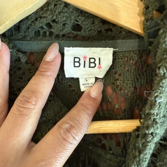 Bibi dark green oversized lace button-down shacket Size Large - Picture 6 of 6